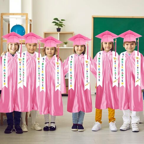 Zhanmai 2 Set 2024 Preschool and Kindergarten Graduation Gown Cap Tassel Set with 2024 Charm Printed Stole Sash for Kids in Saudi Arabia