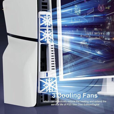 NANANINO PS5 Slim Cooling Fans, Cooling Fan for Playstation 5 Slim Disc Edition/Digital Edition with RGB Lighting and USB 3.0 Port in Saudi Arabia
