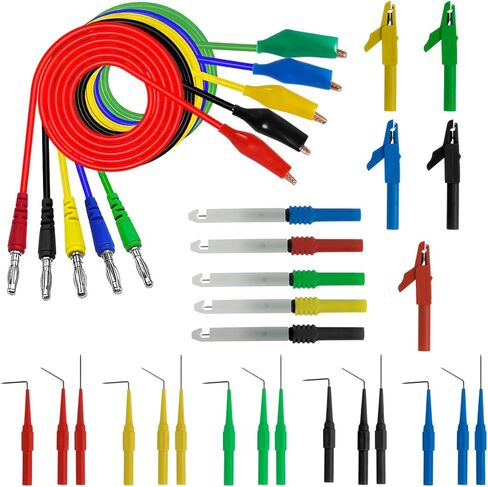 30Pcs Back Probe Kit 1000V/10A Stainless Steel Back Probe Pins with Alligator Clip Banana Plug to Alligator Clip Copper Test Lead Multi Color Car Test Probe Pins Set for Car in Saudi Arabia