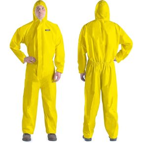 بدلة المواد الخطرة المعطف القابل للتصرف | غطاء طلاء كامل الجسم شديد التحمل وبدلة في 7 مقاسات - 4X-Large، أصفر، 3 in Kuwait