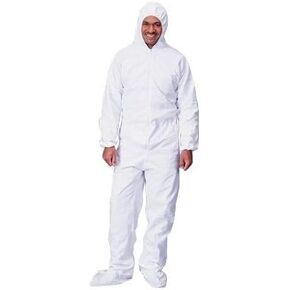 7414 Disposable Coverall Attached Hood & Boots, Elastic Wrist Cuff Ankle, White, Medium (Pack of Each) in Kuwait
