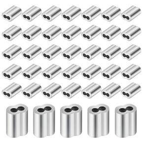 3/16 بوصة (50 قطعة) أكمام من سلك الألومنيوم، أكمام دائرية مجعدة لكابل بقطر 5 مم وحبل سلكي، حلقة كابل ذات أكمام مجعدة مزدوجة الأسطوانية للاستخدام بنفسك، وصيد الأسماك، والمنزل والحرف اليدوية in Kuwait