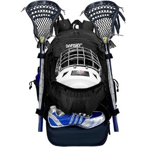 Lacrosse Backpack Field Hockey Equipment Bag,2 Stick Holders,Helmet Holder&Separate Ventilated Shoe Compartment Holds All Lacrosse Gear,Ergonomic Comfort Waterproof Durable for Youth Men Women in Kuwait