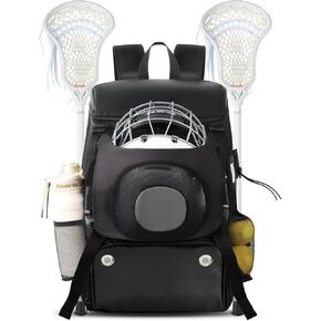 حقيبة لاكروس مع حامل خوذة وحجرة مربط جيدة التهوية، حاملان للعصا وفصل رطب/جاف، حقيبة ظهر لاكروس متينة مقاومة للماء، مقاس 20 × 14 × 9 بوصة هدية مثالية لاكروس للأولاد والبنات in Kuwait