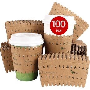 Yes!Fresh Eco-ID Sleeve - Unique Paper Cup Sleeves for Easy Cup Identification, Compatible with 12oz, 16oz, and 20oz Paper Cups, Reduces Waste for Parties, Gatherings, and Events (100 Pack) in Kuwait