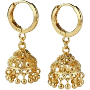 Efulgenz Gold Tone Indian Hoop Earrings Hoop Jhumka Earrings for Women Traditional Bridal Wedding Bollywood Jewelry Jhumka Jhumki Dangle Earrings Set Indian Jhumkas for Women in Kuwait
