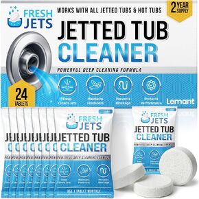 أقراص تنظيف حوض الاستحمام من ليمانت (24 عبوة) | متوافق مع نظام حمام الدوامة والسبا، وأحواض الدوامة، والطائرات، ومنظف حوض الاستحمام النفاث الآمن الاحترافي لأحواض الاستحمام | 24 قرصًا (كمية تكفي لمدة عامين) in Kuwait