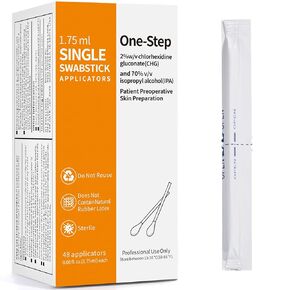 1.75ml Sterile Swabsticks with Chlorhexidine & Isopropyl Alc (Box of 48), Pre-Saturated for Skin Preparation, Injections & Wound Care, Individually Sealed in Kuwait