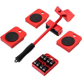 مجموعة أدوات تحريك رافع الأثاث من Vivicreate مع عجلات، مجموعة دوللي متحركة شديدة التحمل للأريكة والسرير والخزانة والغسالة والأجهزة المنزلقة والبكرات سهلة الحركة أداة llantas para Mover muebles (أحمر) in Kuwait