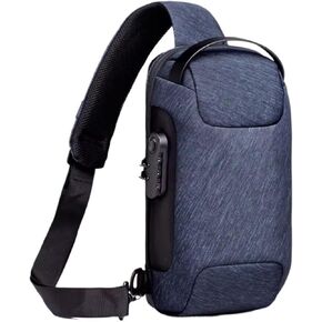 Messenger Bags Men's Waterproof USB Oxford Crossbody Bag Anti-Theft Shoulder Sling Multifunction Short Travel Chest Pack for Male(B) in Kuwait