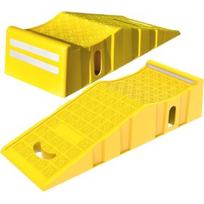 سلالم سيارة OrangeStar لتغيير الزيت والصيانة، 2-حزمة محمولة منخفضة الارتفاع 6 بوصة منحدرات خدمة السيارة للمرآب، منحدرات الإطارات البلاستيكية شديدة التحمل (L35in x W13in x H8in) in Kuwait