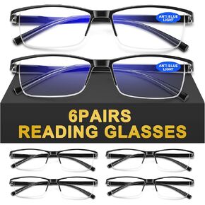 6Pack Reading Glasses Men,Spring Hinge Blue Light Blocking Readers,Anti Eyestrain Computer Magnifying Eyeglasses in Kuwait
