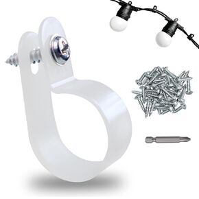 60 Pack 1/4 in Rope Light Clips p-Style Mounting Clips Plastic Cable Clamps for Wire Management(White-60p, 1/4) in Saudi Arabia