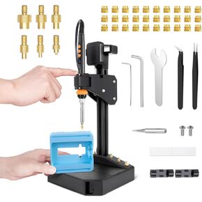 آلة ضغط أداة إدخال مجموعة الحرارة العمودية، مع مكواة لحام 90 وات، 30 قطعة من إدراجات النحاس الملولبة، أطراف ضبط الحرارة (M3/M4/M5/M6/M8)، للمكونات المطبوعة ثلاثية الأبعاد، 95% مجمعة مسبقًا in Kuwait