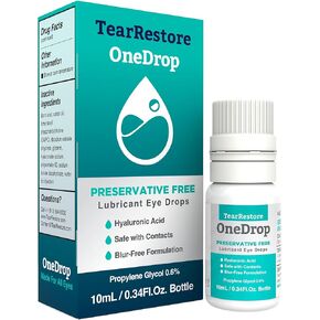 TearRestore OneDrop Preservative Free Eye Drops for Dry Eyes, Advanced Artificial Tears Formula, Safe for Contacts, Blur-Free Relief for Severe Dryness, Daily Lubricating Eyedrops for Soothing Comfort in Kuwait