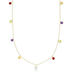 Ross-Simons RS Pure 2.70 ct. t.w. Bezel-Set Multi-Gemstone Station Necklace in 14kt Yellow Gold. 16 inches in Kuwait