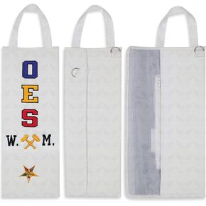 Worthy Matron OES Sash Bag - Embroidered W.M. Regalia Carrying Case - White Leatherette with Satin Lining and Adjustable Shoulder Strap in Kuwait