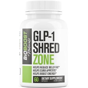 GLP-1 Shred Zone - حبوب إنقاص الوزن للنساء والرجال + دعم مثبط الشهية - يدعم المسارات الصحية المرتبطة بنشاط GLP-1 - مكمل حارق الدهون - 60 كبسولة in Kuwait