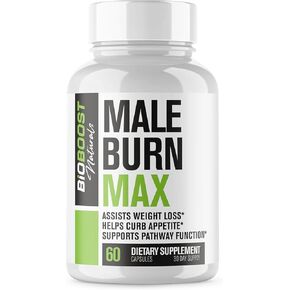 Male Burn MAX - حارق الدهون للرجال - حبوب إنقاص الوزن، دعم GLP-1، مثبط الشهية - 5 مكونات قوية للمساعدة في حرق الدهون مع الحفاظ على العضلات - تم اختبارها من قبل طرف ثالث - 60 كبسولة in Kuwait