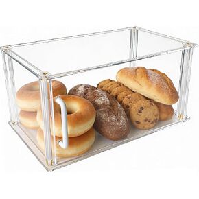 Clear Acrylic Bakery Display Case , 15.8" x 7.9" x 9.5" Countertop Pastry Display Case with Front Handle , Dustproof Food Storage for Donuts , Bagels , Cakes & Cookies - Ideal for Home , Café & Commercial Use in Saudi Arabia