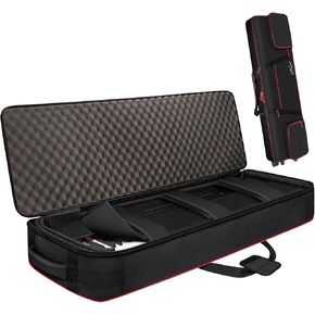 SNIGJAT 88 Key Keyboard Case with Wheels (Interior: 56.5"x16.2"x6.8"), Soft 88 Key Rolling Keyboard Case with Detachable Paddings & Adjustable Shoulder Straps, Full Padded Piano Bag in Kuwait