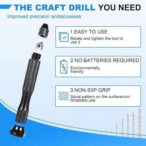 1PCS Micro Drill Bit Set, Pin Vise Hand Drill Manual Jewelry Micro Rotary Craft for Jewelry Making, Resin, Wood, Plastic in Saudi Arabia