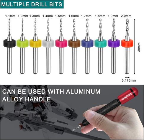 Micro Drill Bit Set, 10pcs Tungsten Drill Bits (1.1-2.0mm) for Jewelry, Models, Crafts, PCB, Hobby & Small Drilling Projects in Saudi Arabia