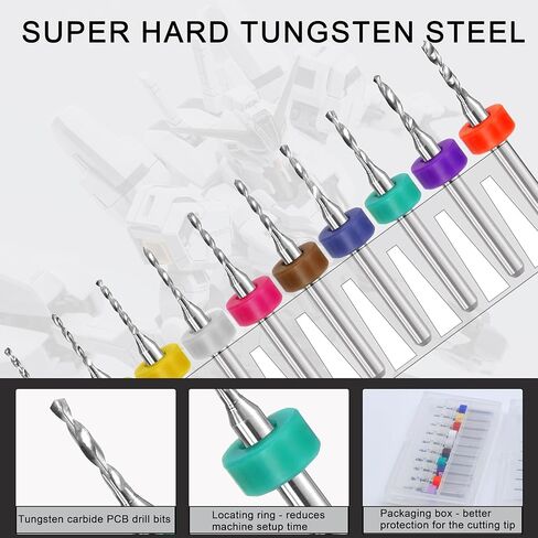 Micro Drill Bit Set, 10pcs Tungsten Drill Bits (1.1-2.0mm) for Jewelry, Models, Crafts, PCB, Hobby & Small Drilling Projects in Saudi Arabia
