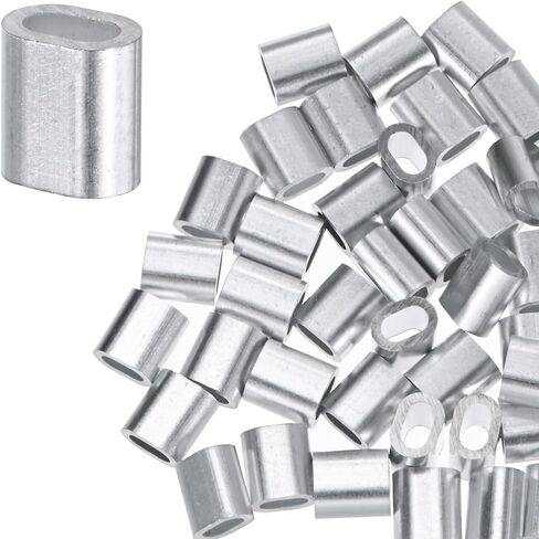 50-Pack Aluminum Crimping Loop Sleeves, 2mm 5/64" Single Round Barrel Wire Rope Sleeves Cable Ferrule for Wire Rope/Cables Crimping Loop Sleeve in Saudi Arabia