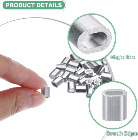 50-Pack Aluminum Crimping Loop Sleeves, 2mm 5/64" Single Round Barrel Wire Rope Sleeves Cable Ferrule for Wire Rope/Cables Crimping Loop Sleeve in Saudi Arabia