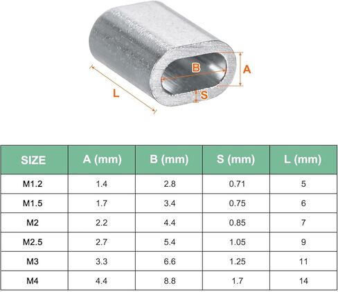 50-Pack Aluminum Crimping Loop Sleeves, 2mm 5/64" Single Round Barrel Wire Rope Sleeves Cable Ferrule for Wire Rope/Cables Crimping Loop Sleeve in Saudi Arabia