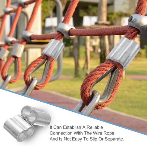 uxcell 1/2"(12mm) Aluminum Crimping Loop Sleeve, Double Hole Cable Ferrule for Wire Rope, Silver 12Pcs in Saudi Arabia