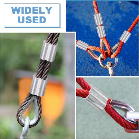 uxcell 1/2"(12mm) Aluminum Crimping Loop Sleeve, Double Hole Cable Ferrule for Wire Rope, Silver 12Pcs in Saudi Arabia