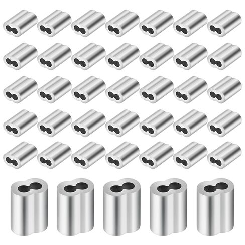 3/16 بوصة (50 قطعة) أكمام من سلك الألومنيوم، أكمام دائرية مجعدة لكابل بقطر 5 مم وحبل سلكي، حلقة كابل ذات أكمام مجعدة مزدوجة الأسطوانية للاستخدام بنفسك، وصيد الأسماك، والمنزل والحرف اليدوية in Kuwait