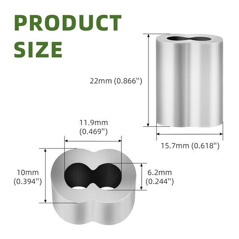 3/16 بوصة (50 قطعة) أكمام من سلك الألومنيوم، أكمام دائرية مجعدة لكابل بقطر 5 مم وحبل سلكي، حلقة كابل ذات أكمام مجعدة مزدوجة الأسطوانية للاستخدام بنفسك، وصيد الأسماك، والمنزل والحرف اليدوية in Kuwait