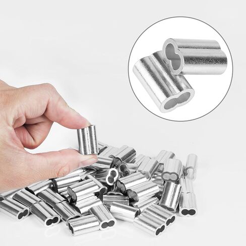 3/16 بوصة (50 قطعة) أكمام من سلك الألومنيوم، أكمام دائرية مجعدة لكابل بقطر 5 مم وحبل سلكي، حلقة كابل ذات أكمام مجعدة مزدوجة الأسطوانية للاستخدام بنفسك، وصيد الأسماك، والمنزل والحرف اليدوية in Kuwait