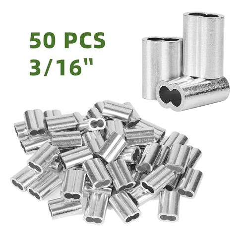 3/16 بوصة (50 قطعة) أكمام من سلك الألومنيوم، أكمام دائرية مجعدة لكابل بقطر 5 مم وحبل سلكي، حلقة كابل ذات أكمام مجعدة مزدوجة الأسطوانية للاستخدام بنفسك، وصيد الأسماك، والمنزل والحرف اليدوية in Kuwait