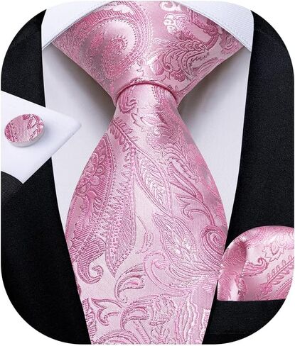 DiBanGu Paisley Mens Tie Set Silk Woven Jacquard Necktie and Pocket Square Cufflinks Gift Set Formal Bussiness Regular Tie in Kuwait