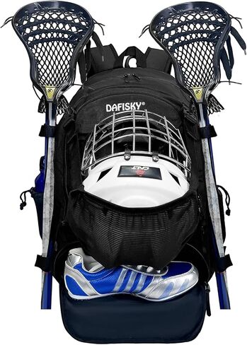 Lacrosse Backpack Field Hockey Equipment Bag,2 Stick Holders,Helmet Holder&Separate Ventilated Shoe Compartment Holds All Lacrosse Gear,Ergonomic Comfort Waterproof Durable for Youth Men Women in Saudi Arabia