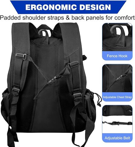 Lacrosse Backpack Field Hockey Equipment Bag,2 Stick Holders,Helmet Holder&Separate Ventilated Shoe Compartment Holds All Lacrosse Gear,Ergonomic Comfort Waterproof Durable for Youth Men Women in Saudi Arabia