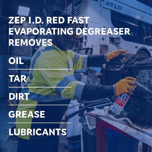 Zep I.D. Red Industrial Degreaser Aerosol - 13 oz (Case of 12) 9601 - Noncorrosive, Fast Evaporating, Dissolves Oil, grease, and Grime on Metallic Surfaces and Manufacturing in Kuwait