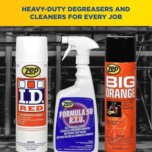 Zep I.D. Red Industrial Degreaser Aerosol - 13 oz (Case of 12) 9601 - Noncorrosive, Fast Evaporating, Dissolves Oil, grease, and Grime on Metallic Surfaces and Manufacturing in Kuwait