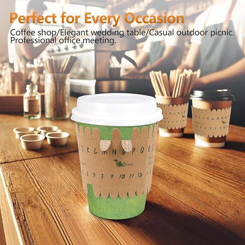 Yes!Fresh Eco-ID Sleeve - Unique Paper Cup Sleeves for Easy Cup Identification, Compatible with 12oz, 16oz, and 20oz Paper Cups, Reduces Waste for Parties, Gatherings, and Events (100 Pack) in Kuwait