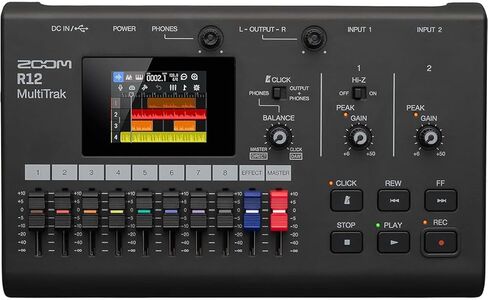 Zoom R12 MultiTrak Portable Digital Recorder and Control Surface, Bundle with TAPH100 Closed-Back Studio Monitor Headphones, 2x 25' Microphone Cable in Saudi Arabia