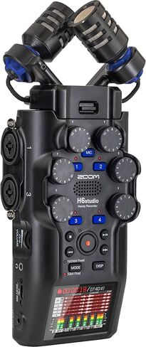 مسجل مفيد H6studio من Zoom، مسجل صوت محمول بـ 6 مسارات مع تعويم 32 بت، حزمة ميكروفونات X/Y كبيرة مع سماعات رأس استريو احترافية MDR-7506 + محول بلوتوث BTA-1 + حامل ثلاثي القوائم + المزيد in Saudi Arabia