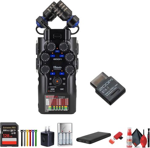 Zoom H6studio Handy Recorder, 6-Track Portable Audio Recorder with 32-Bit Float, Large X/Y Microphones, 4 XLR/TRS Inputs, USB Audio Interface, 192 kHz Recording, Bundle with BTA-1 Bluetooth Adapter in Saudi Arabia