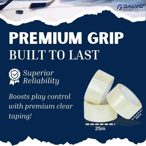 Clear Hockey Tape 10 Pack, 25mm x 25m, Strong Adhesive Hockey Sock Tape for Shin Guards, No Residue, Durable Grip Tape in Kuwait