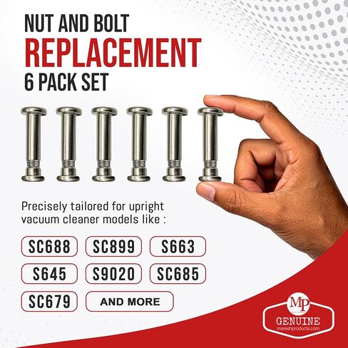 MP Maresh Products Nut and Bolt Replacement for Eureka and Sanitaire Upright Vacuum Cleaner Round Handle, Durable Threaded Fitting NPT - Vacuum Replacement Parts - Chrome-Plated Steel (6 Pack) 53198-1 in Kuwait