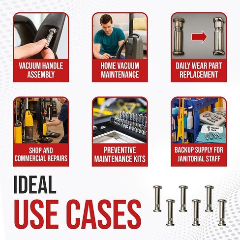 MP Maresh Products Nut and Bolt Replacement for Eureka and Sanitaire Upright Vacuum Cleaner Round Handle, Durable Threaded Fitting NPT - Vacuum Replacement Parts - Chrome-Plated Steel (6 Pack) 53198-1 in Kuwait