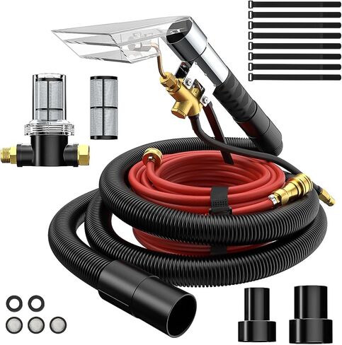 Shop Vac Extractor Kit، مجموعة أدوات شفط خرطوم المكنسة الكهربائية الرطبة، مع خط مائي بطول 50 قدمًا يحول مكنسة المتجر العالمية، إلى آلة تنظيف سجاد أوتوماتيكية احترافية، للمنزل والسيارة والمنسوجات in Kuwait